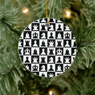 Klassisches Schwarz-Weiß-Schachbrettmuster Keramik Ornament
