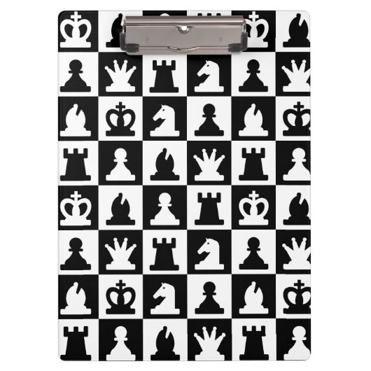 Klassisches Schwarz-Weiß-Schachbrettmuster Klemmbrett (Vorderseite)