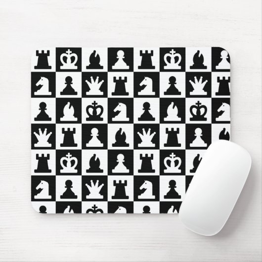 Klassisches Schwarz-Weiß-Schachbrettmuster Mousepad (Mit Mouse)