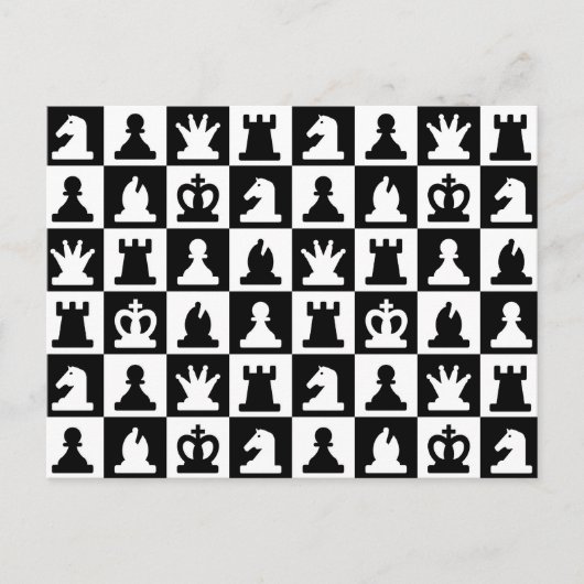 Klassisches Schwarz-Weiß-Schachbrettmuster Postkarte (Vorderseite)