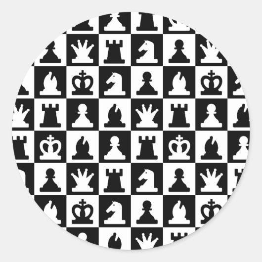 Klassisches Schwarz-Weiß-Schachbrettmuster Runder Aufkleber (Vorderseite)