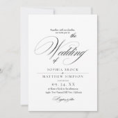 Klassisches Schwarz-Weiß-Skript Hochzeit Einladung (Vorderseite)