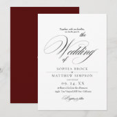 Klassisches Schwarz-Weiß-Skript Hochzeit Einladung (Vorne/Hinten)