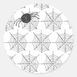 Klassisches Schwarz-weiß Spider Web-Halloween-Part Runder Aufkleber
