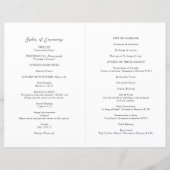 Klassisches Schwarz-Weiß-Timeless-Hochzeitsprogram (Rückseite)