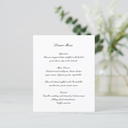 Klassisches Schwarz-Weiß-Timeless-Wedding-Menü (Stehend Vorderseite)