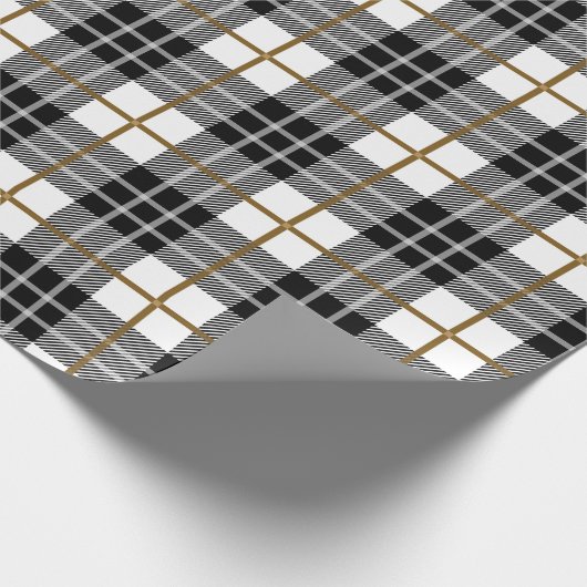 Klassisches Schwarz, Weiß und Gold Kariert Geschenkpapier (Ecke)