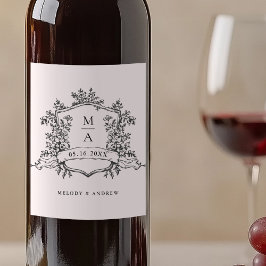 Klassisches Schwarz-Weiß-Wappen Weinetikett