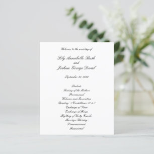 Klassisches Schwarz-Weiß Zeitloses Hochzeitsprogra