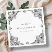 Klassisches Schwarz-weißes Art Deco Verziertes Bra Serviette