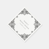 Klassisches Schwarz-weißes Art Deco Verziertes Bra Serviette (Ecke)