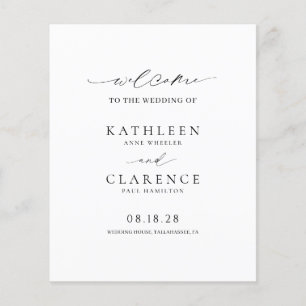 Klassisches schwarz-weißes Budget-Hochzeitsprogram Flyer