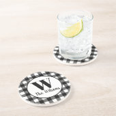 Klassisches Schwarz-weißes Buffalo-Kariertes Monog Getränkeuntersetzer (Seite)