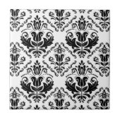 Klassisches Schwarz-weißes Damast-Muster - Fliese (Vorderseite)
