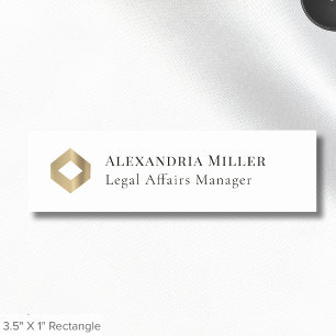 Klassisches Schwarz-weißes Gold-Logo Namensschild
