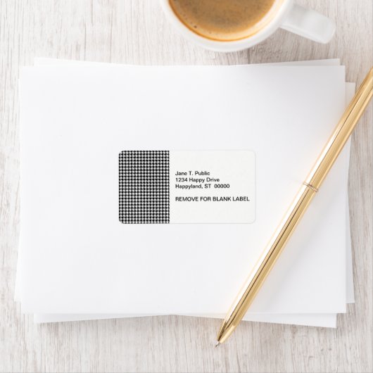 Klassisches Schwarz-weißes Hahnentrittmuster Adressaufkleber (Insitu)