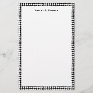 Klassisches Schwarz-weißes Hahnentrittmuster Briefpapier
