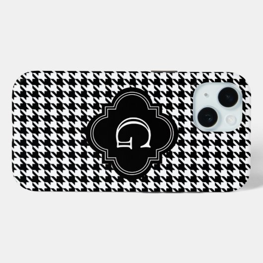 Klassisches Schwarz-weißes Hahnentrittmuster mit M Case-Mate iPhone Hülle (Rückseite (Horizontal))