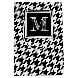 Klassisches Schwarz-weißes Hahnentrittmuster | Mod Mittlere Geschenktüte