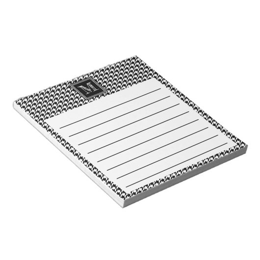 Klassisches Schwarz-weißes Hahnentrittmuster | Mod Notizblock (angewinkelt)