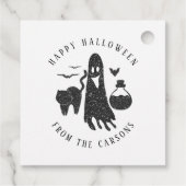 Klassisches Schwarz-weißes Halloween-Party Spider  Geschenkanhänger (Rückseite)