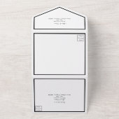 Klassisches Schwarz-weißes Hochzeitmenü All In One Einladung (Außenbereich)