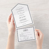 Klassisches Schwarz-weißes Hochzeitmenü All In One Einladung (Abreißen)