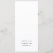 Klassisches Schwarz-weißes Hochzeitsessen Menükarte (Rückseite)