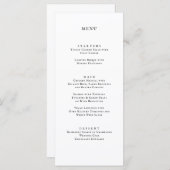 Klassisches Schwarz-weißes Hochzeitsessen Menükarte (Vorne/Hinten)