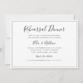 Klassisches Schwarz-weißes Hochzeitsessen Probe Einladung (Vorderseite)