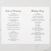 Klassisches Schwarz-weißes Hochzeitsprogramm (Rückseite)