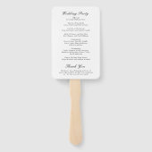 Klassisches Schwarz-weißes Hochzeitsprogramm Fächer (Rückseite)