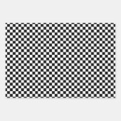 Klassisches Schwarz-weißes Kariert Geschenkpapier Set (Vorderseite)