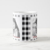 Klassisches Schwarz-weißes Kariertes Foto Tartan Jumbo-Tasse (Vorderseite)