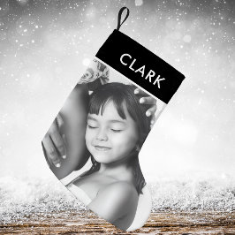 Klassisches Schwarz-weißes Kariertes Foto Tartan Kleiner Weihnachtsstrumpf