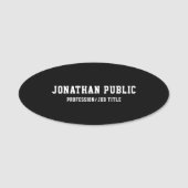 Klassisches Schwarz-weißes modernes einfaches Namensschild (Vorderseite)