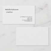 Klassisches Schwarz-weißes Schlichtes Minimalistis Visitenkarte (Vorne/Hinten)