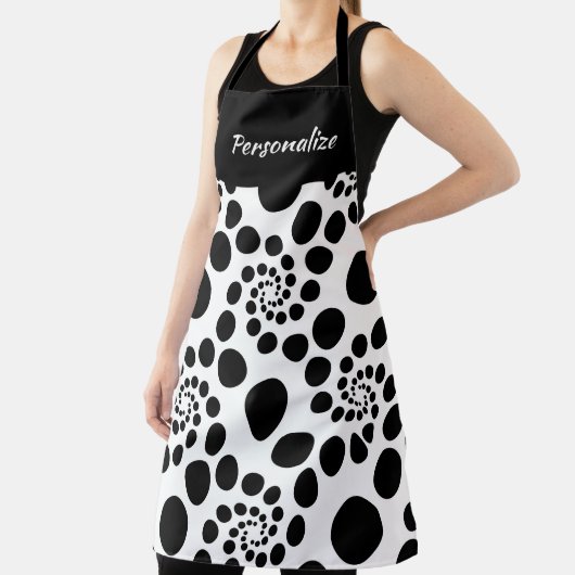 Klassisches Schwarz-weißes Swirl-Muster Stilvoll m Schürze (InSitu)