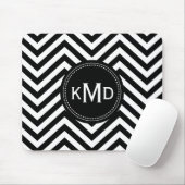 Klassisches Schwarz-weißes Zickzack Trio Monogramm Mousepad (Mit Mouse)
