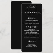 Klassisches Schwarzes Abendmenü mit weißer Calligr Menükarte (Vorne/Hinten)