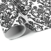Klassisches schwarzes Damast-Muster Geschenkpapier (Rolleneckpunkt)