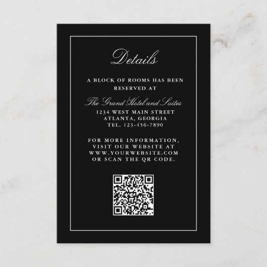 Klassisches Schwarzes Einfaches Elegantes Hochzeit Begleitkarte (Vorderseite)