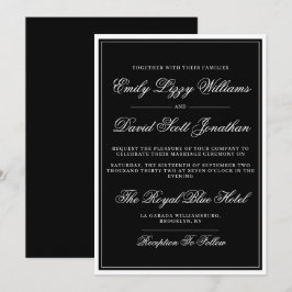 Klassisches Schwarzes Elegantes Skript Traditionel Einladung