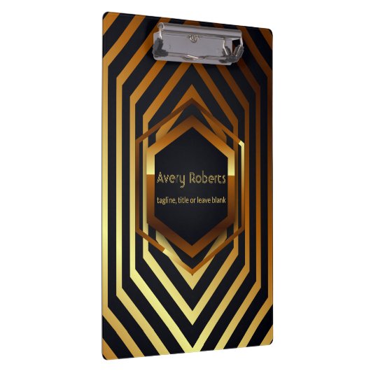 Klassisches schwarzes Gold Elegant Beruflich geome Klemmbrett (Rechts)