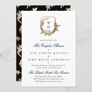 Klassisches Schwarzes Gold-Motiv für Paare Dusche Einladung