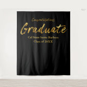 Klassisches Schwarzes Gold-Script-Gratulationsgrad Wandteppich (Vorderseite)