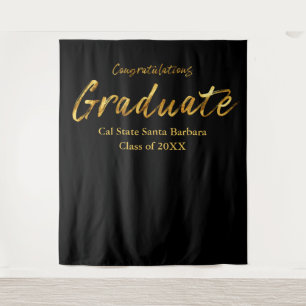Klassisches Schwarzes Gold-Script-Gratulationsgrad Wandteppich