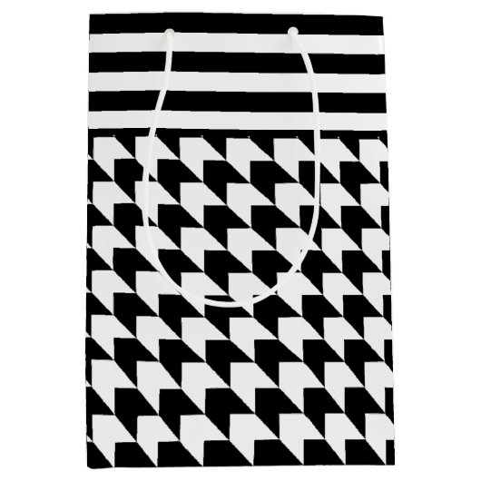 Klassisches Schwarzes Hahnentrittmuster Mittlere Geschenktüte (Vorderseite)