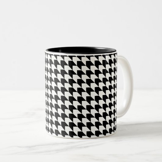 Klassisches Schwarzes Hahnentrittmuster Zweifarbige Tasse (VorderseiteRechts)