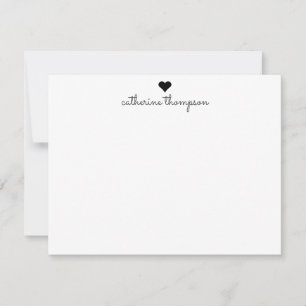 Klassisches Schwarzes Herz Feminine Script Girly S Mitteilungskarte